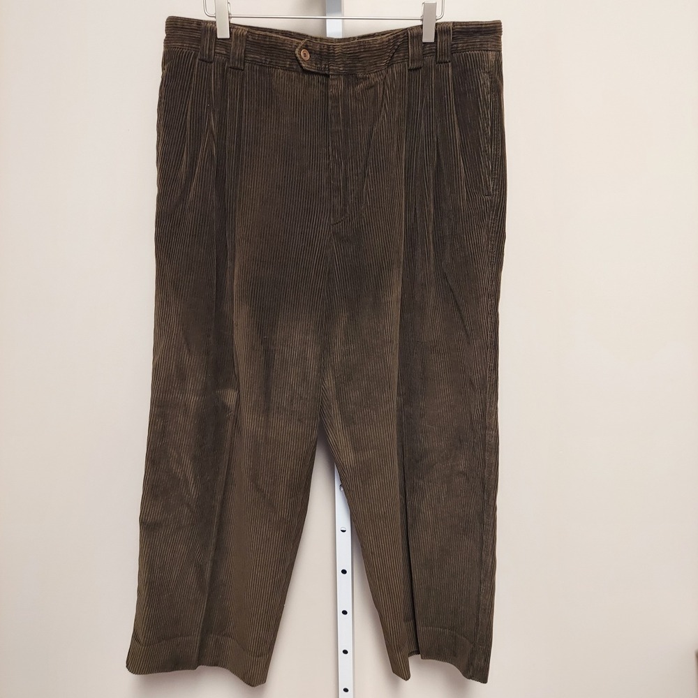 Zanella Outdoor Mens Brown Corduroy Pleated Pants Made in Italy Cotton Size 38